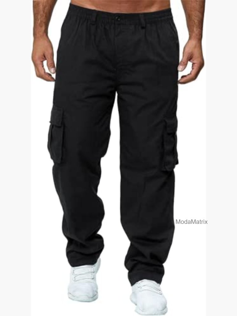 Men's Cargo Pants Cotton Hiking Sweatpants Jogger Trousers Relaxed Fit